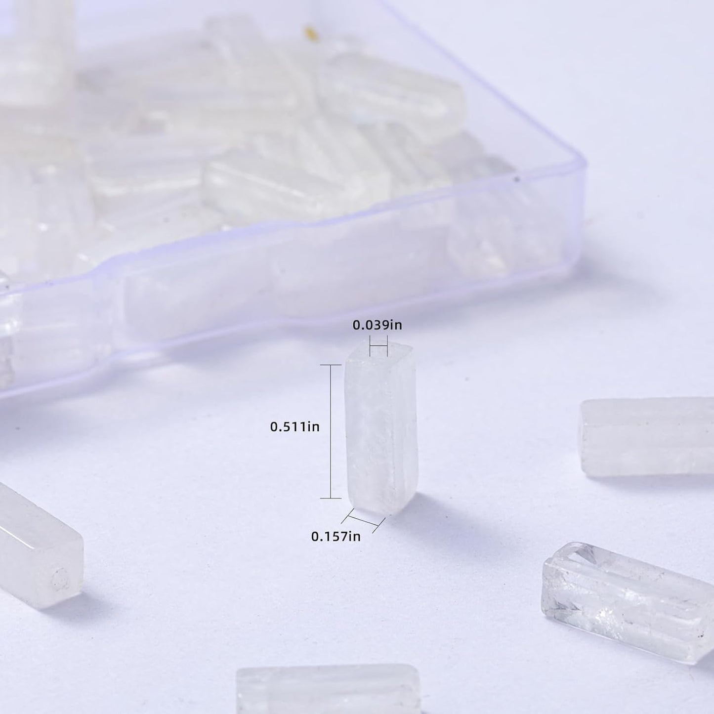 Natural White Crystal Rectangle Tube Beads 4x13mm 38cm/str Loose Semi Gemstone Stone Beads for Making Bracelets Necklace Earrings