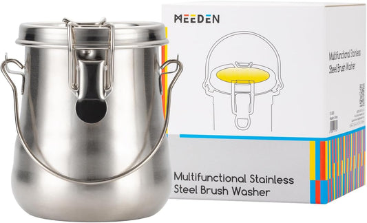 MEEDEN Portable Paint Brush Washer: Airtight Stainless Steel Artist Brush Cleaner for Oil & Acrylic Painting - Medium