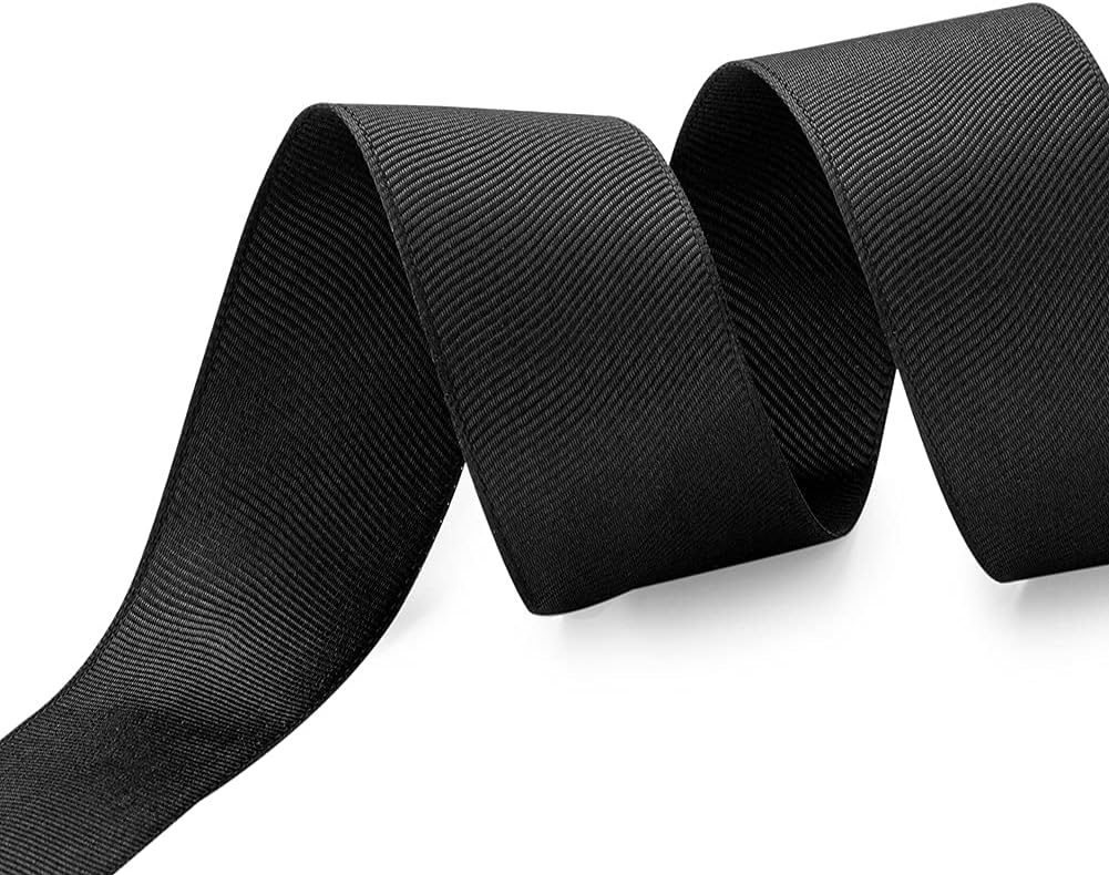 LIUYAXI 1-1/2" X 50 Yards Solid Black Grosgrain Ribbon, Perfect for Crafts, Wedding Decor, DIY Hair Accessories, Sewing, Gift Package Wrapping and More