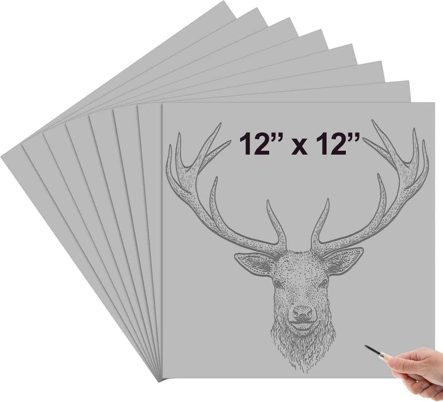 Yeaqee 12 Pcs Linoleum Block Rubber Carving Block Soft Linocut Blocks Large Linoleum Sheet Unmounted Lino Plates for Engraving Art Project Printmaking Artist Studio Supplies (12 x 12 Inch,Gray)