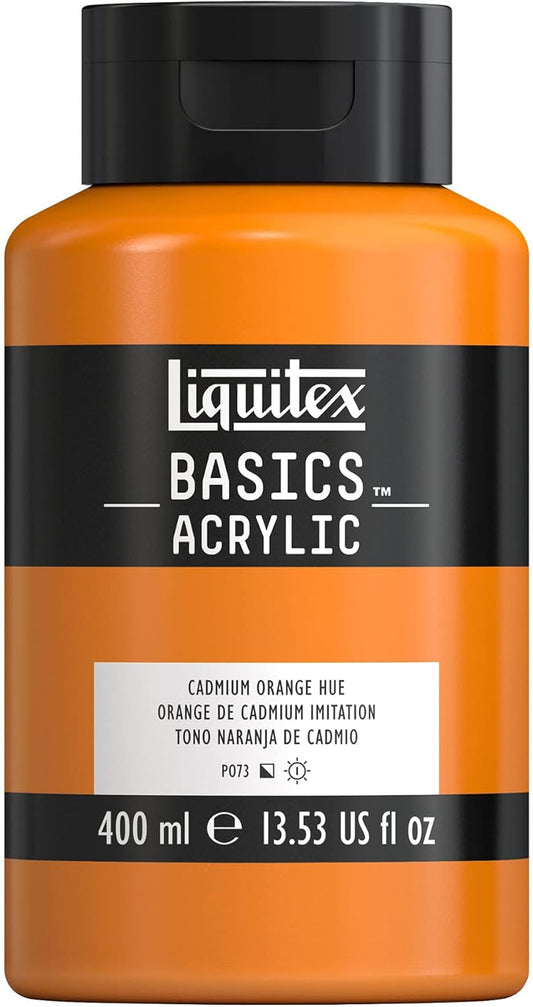 Liquitex BASICS Acrylic Paint, 400ml (13.5-oz) Bottle, Cadmium Orange Hue