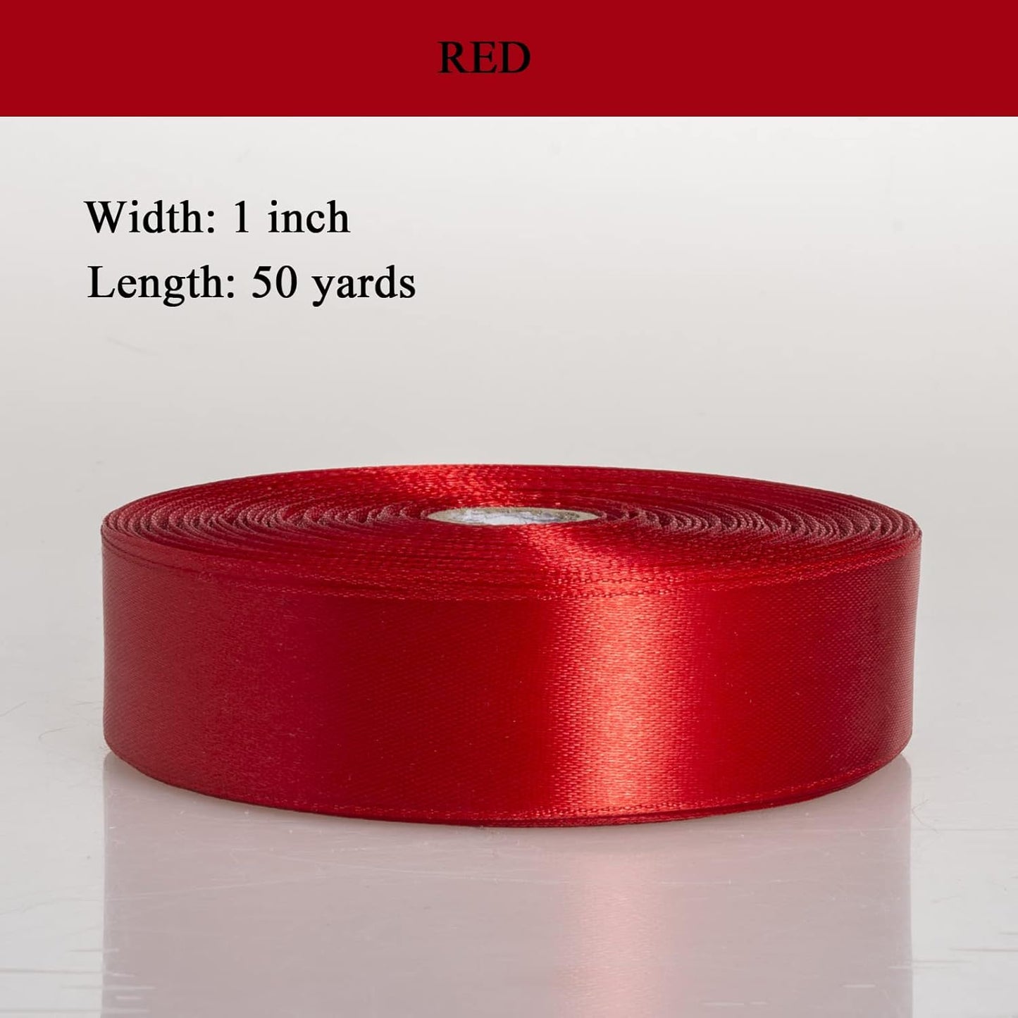 1 Inch Red Solid Satin Ribbon, 50 Yards Craft Fabric Ribbon for Gift Wrapping Floral Bouquets Wedding Party Decoration
