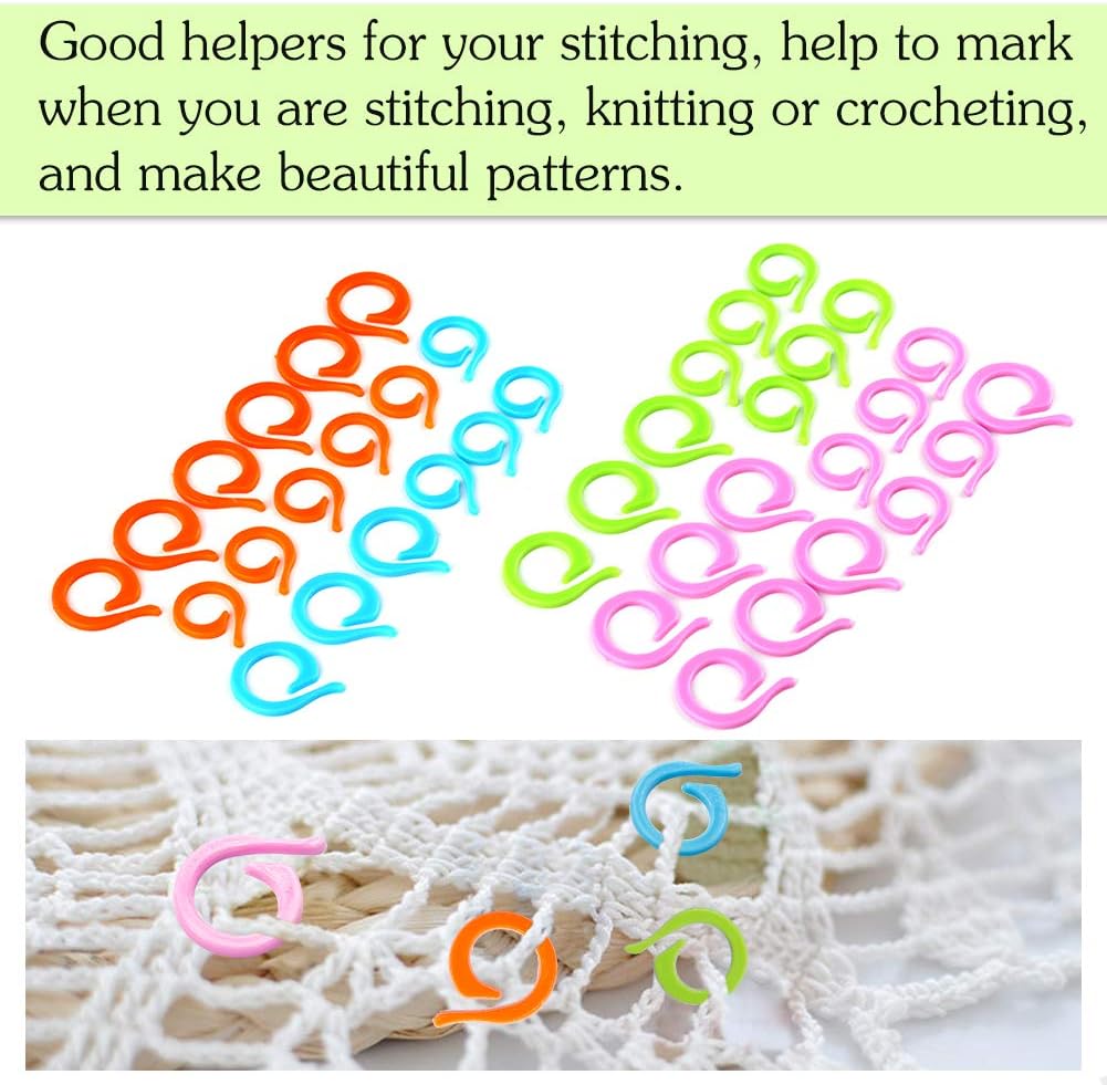Lokunn 40Pcs Stitch Markers for Crocheting, Crochet Stitch Markers Ring, Multicolor Knitting Stitch Markers for Knitting and Crocheting, Small and Large Locking Markers
