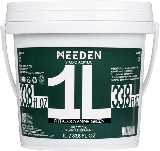 MEEDEN Phtalocyanine Green Acrylic Paint: 1 L /33.8 oz Heavy Body Gloss Non-Toxic - Thick Art Paints for Canvas Crafts Wood Metal Plastic Wall