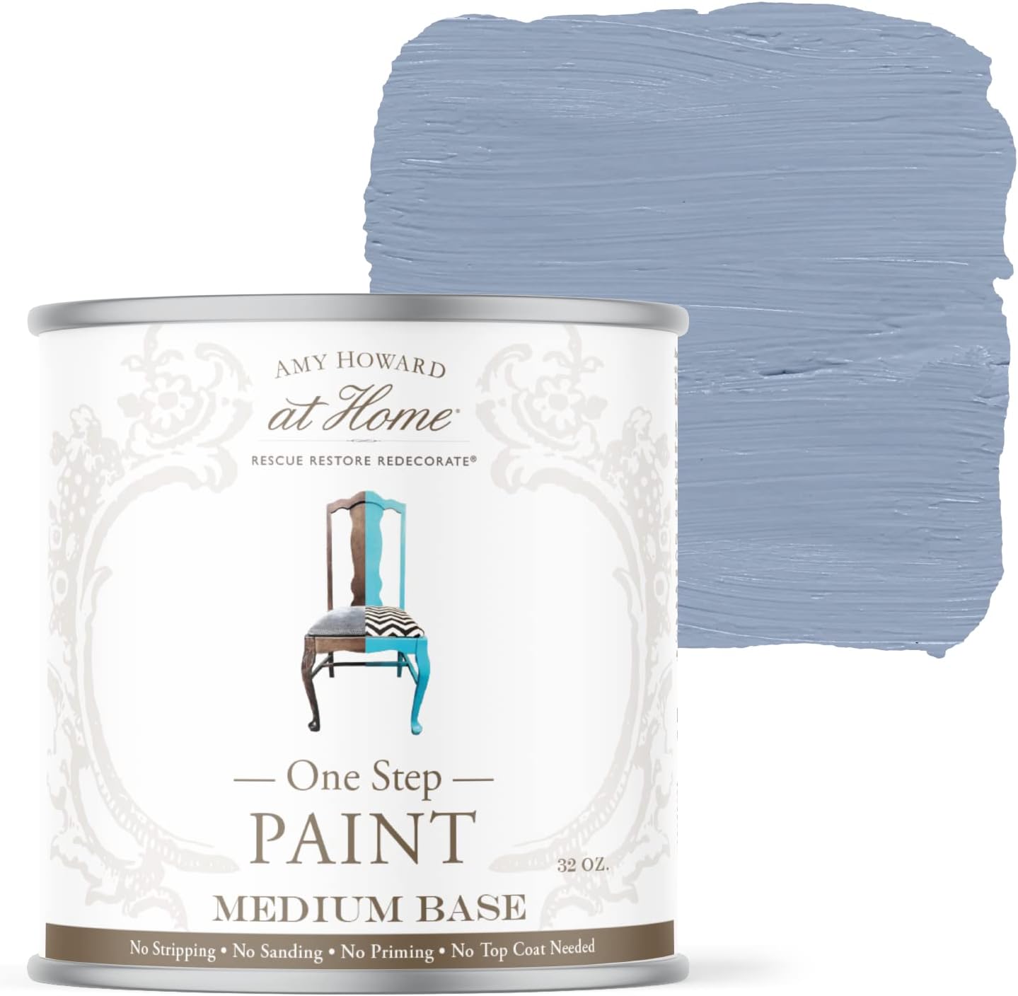 AMY HOWARD AT HOME: One Step Paint – Palace Grey – Chalk-Based Paint for Furniture, Cabinetry, and More. No Stripping, Sanding, or Priming! Made in the USA. Grey - Chalky Finish - 16 OZ