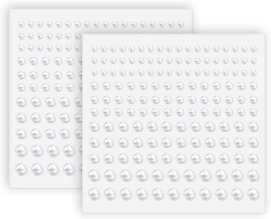Pearl Stickers Self Adhesive Hair Pearls Gem White Jewel Sticker for Making Hair Decor Face,Body, Nail, Phone Art Craft Scrapbooking Embellishments Assorted Size 3mm/4mm/5mm/6mm (330)