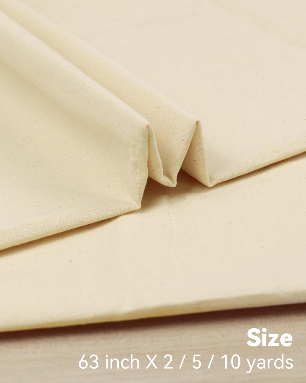 HOTGODEN Medium Weight 100% Cotton Muslin Fabric: 63 inch x 10 Yards Unbleached Muslin Linen Fabric Material for Sewing Material Apparel Cloth