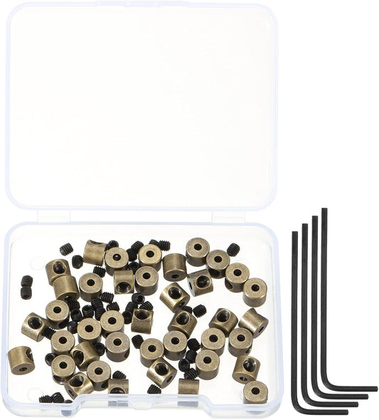MECCANIXITY 40 Pcs Metal Locking Pin Backs, Locking Pin Keepers Clasp 5mm(H) with 4 Wrench Replacement in Storage Case for Badge, Brooch, Copper Tone
