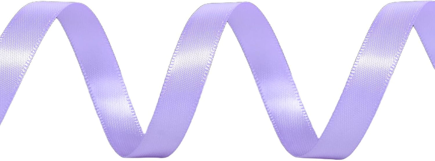 YAMA Light Purple Double Faced Satin Ribbon 3/8 Inch 25 Yards Thin Lilac Ribbon for Gift Wrapping Crafts Hair Bows Wedding Party Decoration