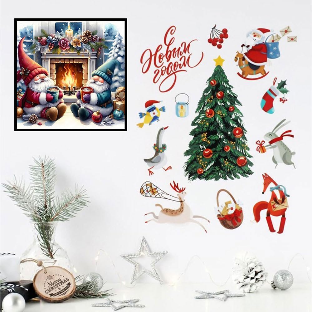 Christmas Stamped Cross Stitch Kits - Christmas Gnome Counted Cross Stitch Kits for Beginners Adults Needlepoint Cross-Stitch Patterns Dimensions Needlecrafts Embroidery Kits Arts and Crafts