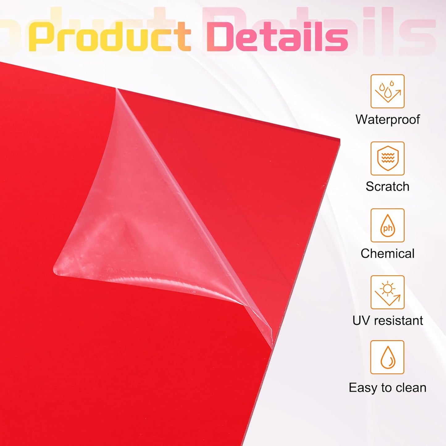 uxcell 4Pcs Acrylic Sheets 12x6 Inch Acrylic Panel 1/8 Inch-3mm Plastic Board for Picture Frames Sign Holders DIY Display Projects Craft, Clear Red