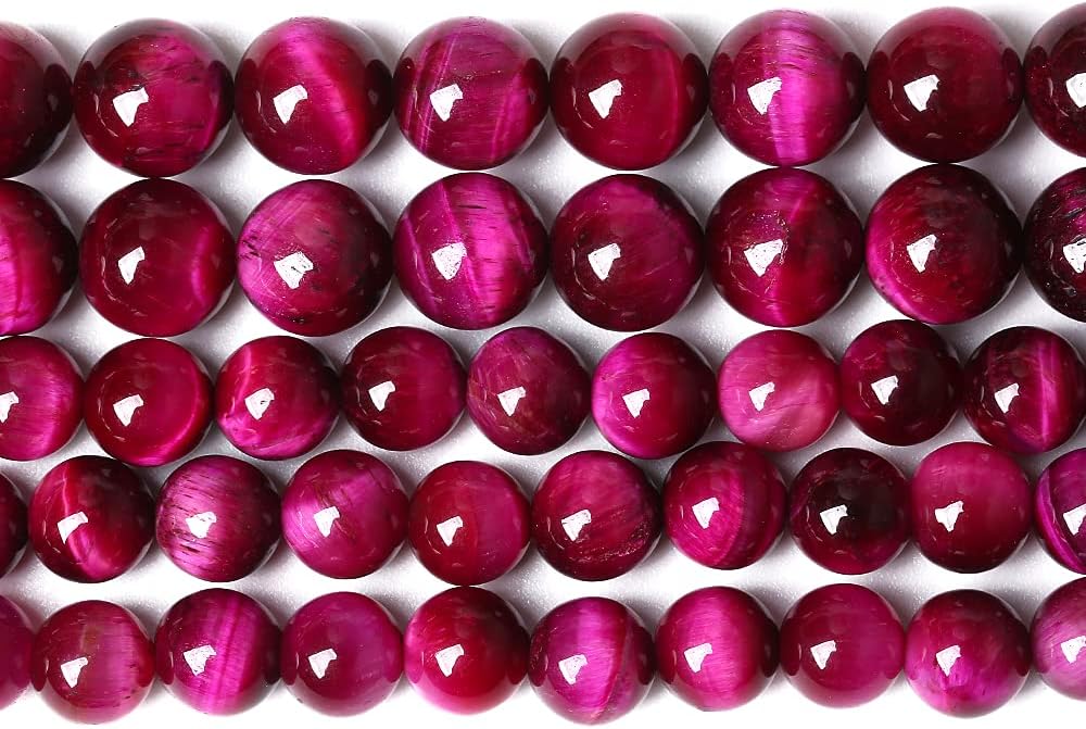 32PCS 12mm AAA Natural Rose Red Tiger Eye Agate Stone Round Loose Beads for Jewelry Making Semi-Precious Beads DIY Bracelet Necklace (Rose Red Tiger Eye Stone, 12mm)