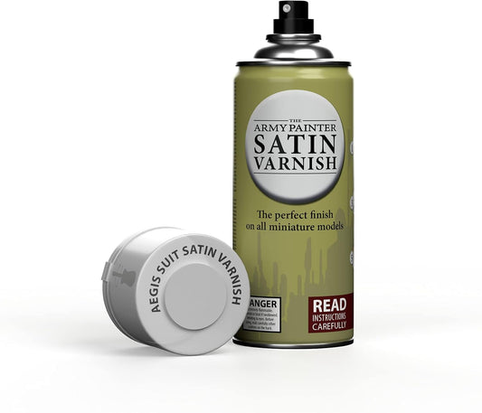 The Army Painter Satin Varnish, Spray Paint Varnish for Miniature Protection, Tabletop Roleplaying, Boardgames, and Wargames Miniature Modelling, 400ml