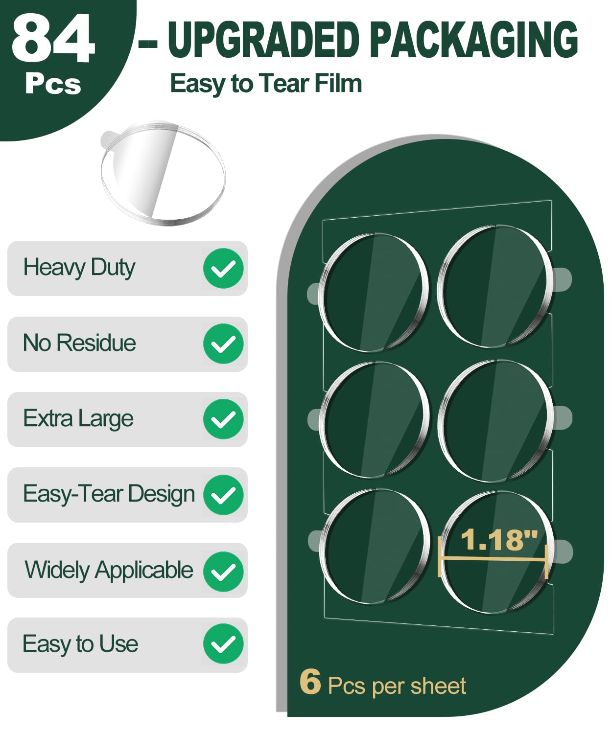 Extra Large 1.18" Museum Sticky Putty Heavy Duty Removable No Residue, Upgraded Easy-Peel Film, Wall Putty for Hanging Things, Crafts, Balloons, Posters & DIY, 84 Pcs