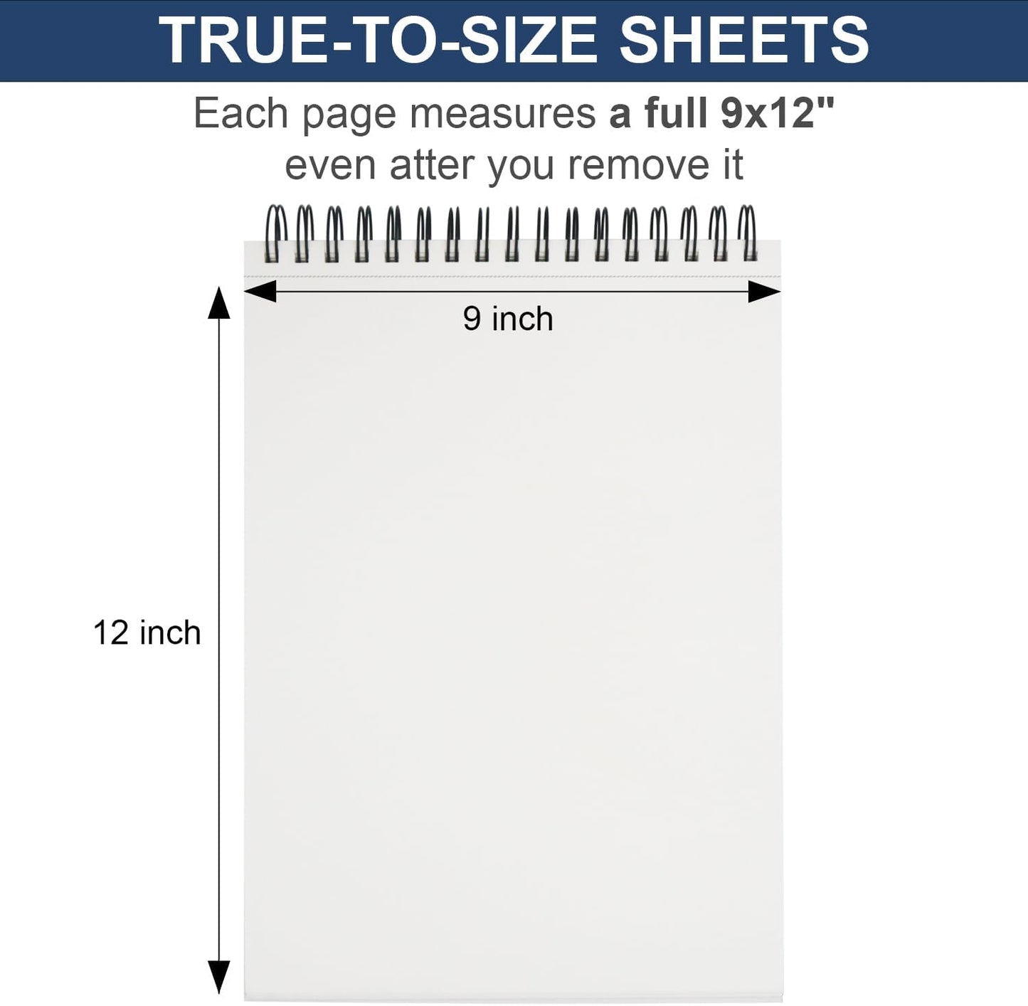 9" x 12" Sketch Book Set, Drawing Paper Pad (68lb/100gsm), 2-Pack Top Spiral Bound Sketch Pad, Double-Sided Hardcover Sketchbook, Art Notebooks Drawing for Kids, Beginners and Artists,100 Sheets Each.