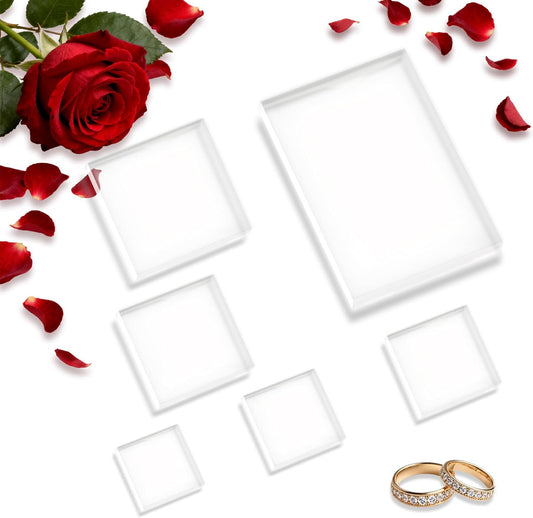 Acrylic Blocks & Stamp Block - 6PCS Clear Display Stand, Acrylic Blocks for Stamping, Jewelry, Cosmetics, Wedding Flat Lay Photography Props