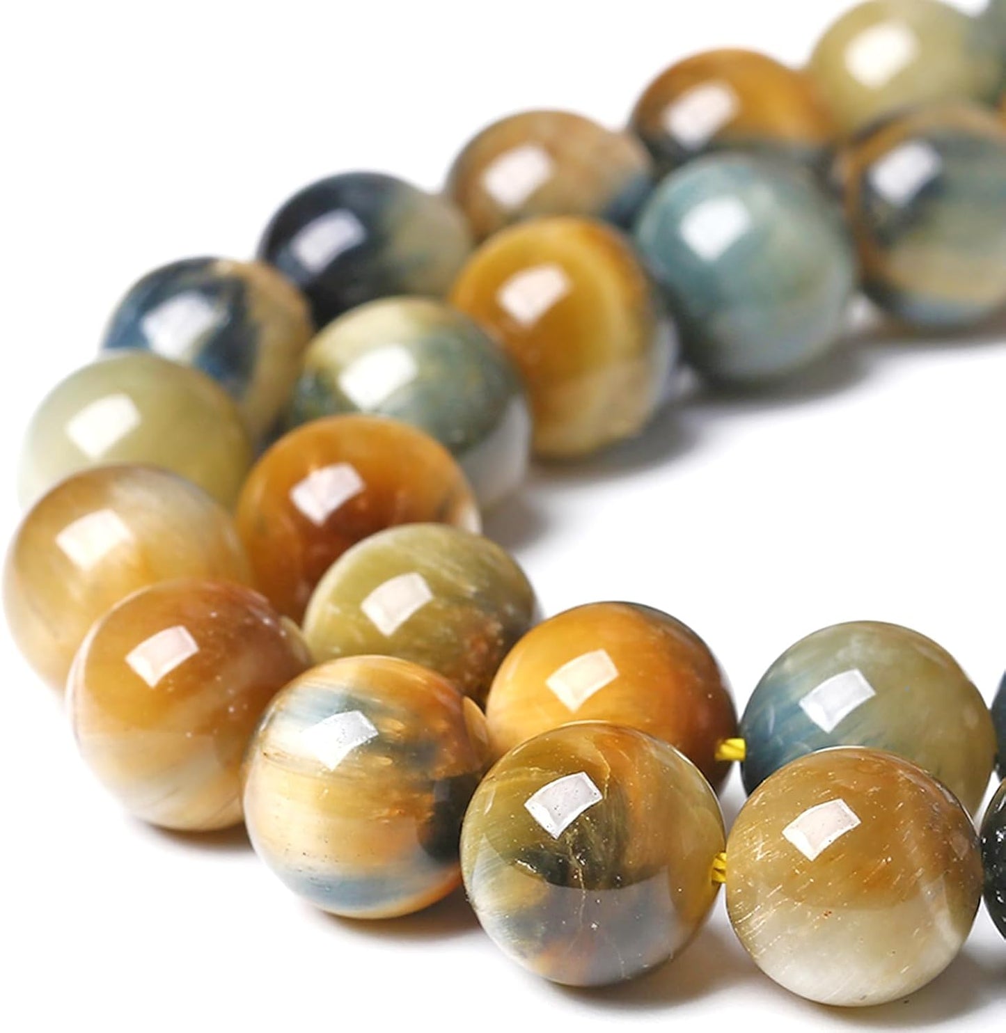 8MM Dream Blue Tiger Eye Stone Beads Natural Gemstone Round Loose Beads for Jewelry Making Bracelet Necklace 90pcs 2 Strands 32"