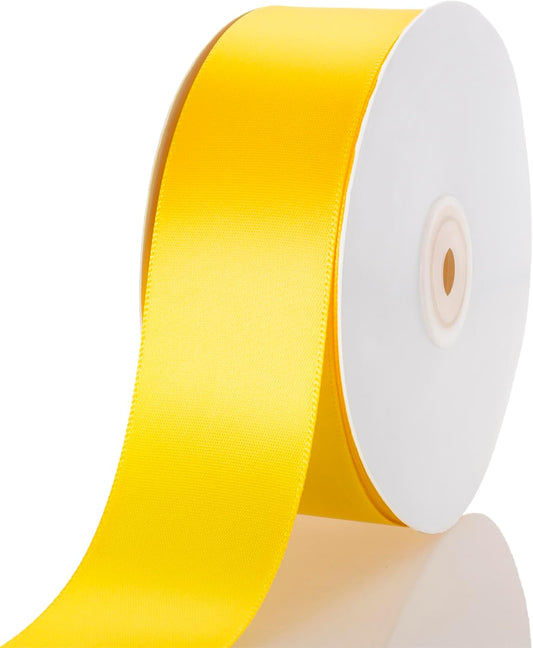 1-1/2 Inch Yellow Ribbon, 50 Yards Craft Polyester Satin Ribbon Perfect for Gift Wrapping, Handmade Roses, Wedding Party Decorations and DIY Crafts