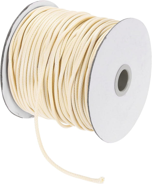 MECCANIXITY Waxed Cord 2.5mm Waxed Polyester Cord 87 Yard Wax String for Bracelet Making, Necklaces, Beading, Jewelry Making and DIY Crafts(Beige)