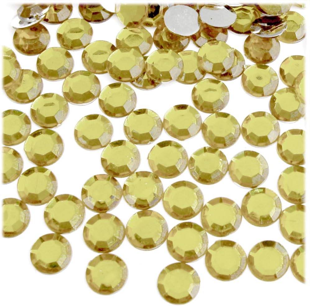 The Crafts Outlet 144pc Rhinestones Round 10mm - Flatback Golden Yellow
