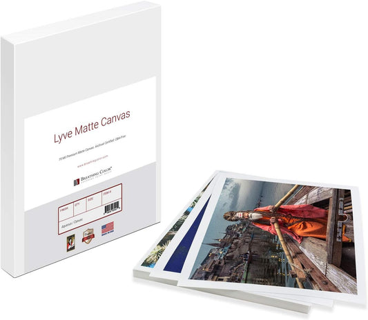 Premium Lyve Matte Canvas Sheets Professionals choice for Archival Inkjet for Use on Epson, Canon and HP printers. 17 inch x 22 inch 25sh