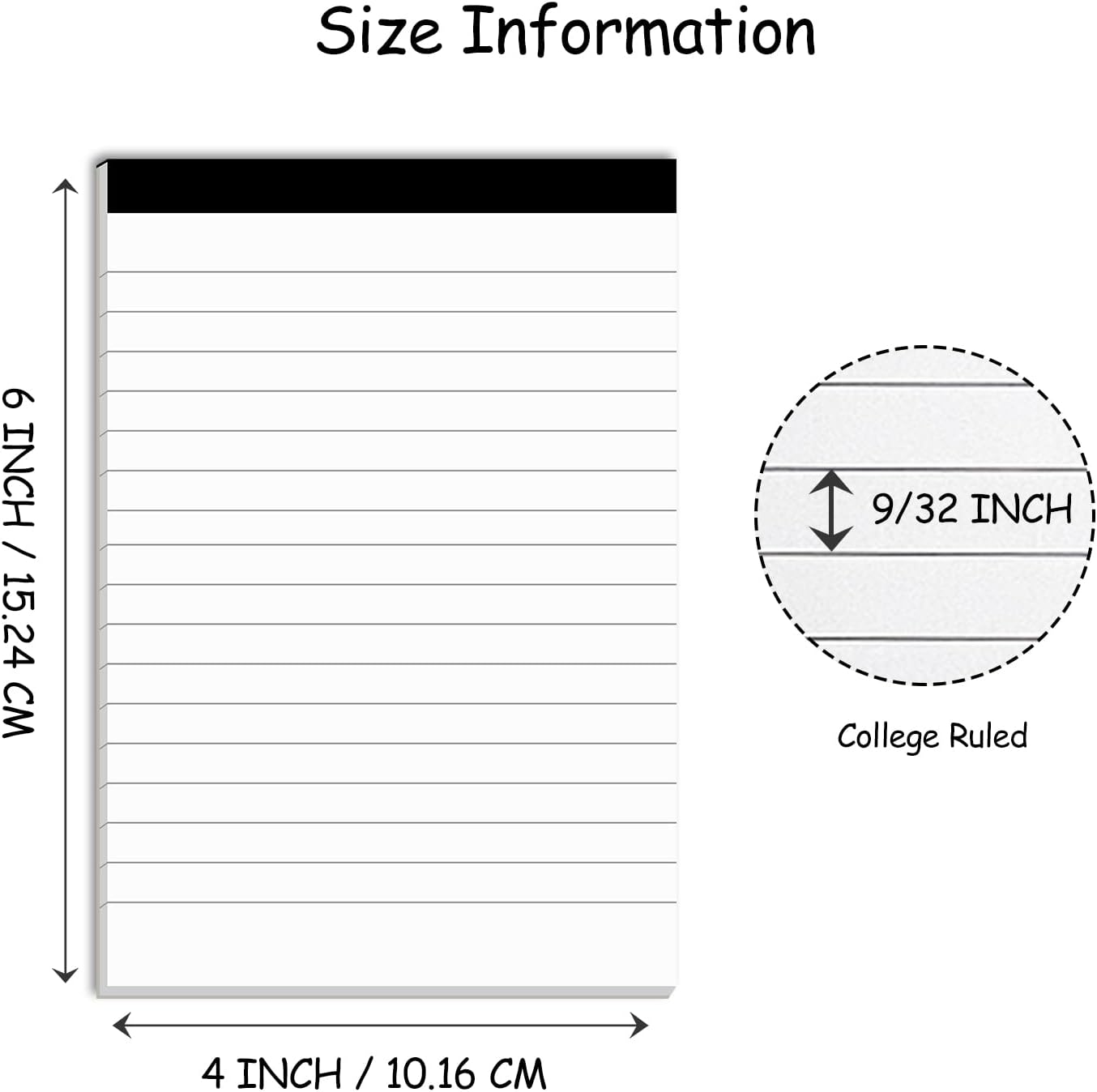 Notepads for Daily Planning and Organization of Work – 4 x 6-inches Ruled Pages – Thick Bright White Paper – 30 Pages – Note Pads Lined Papers – Pack of 6