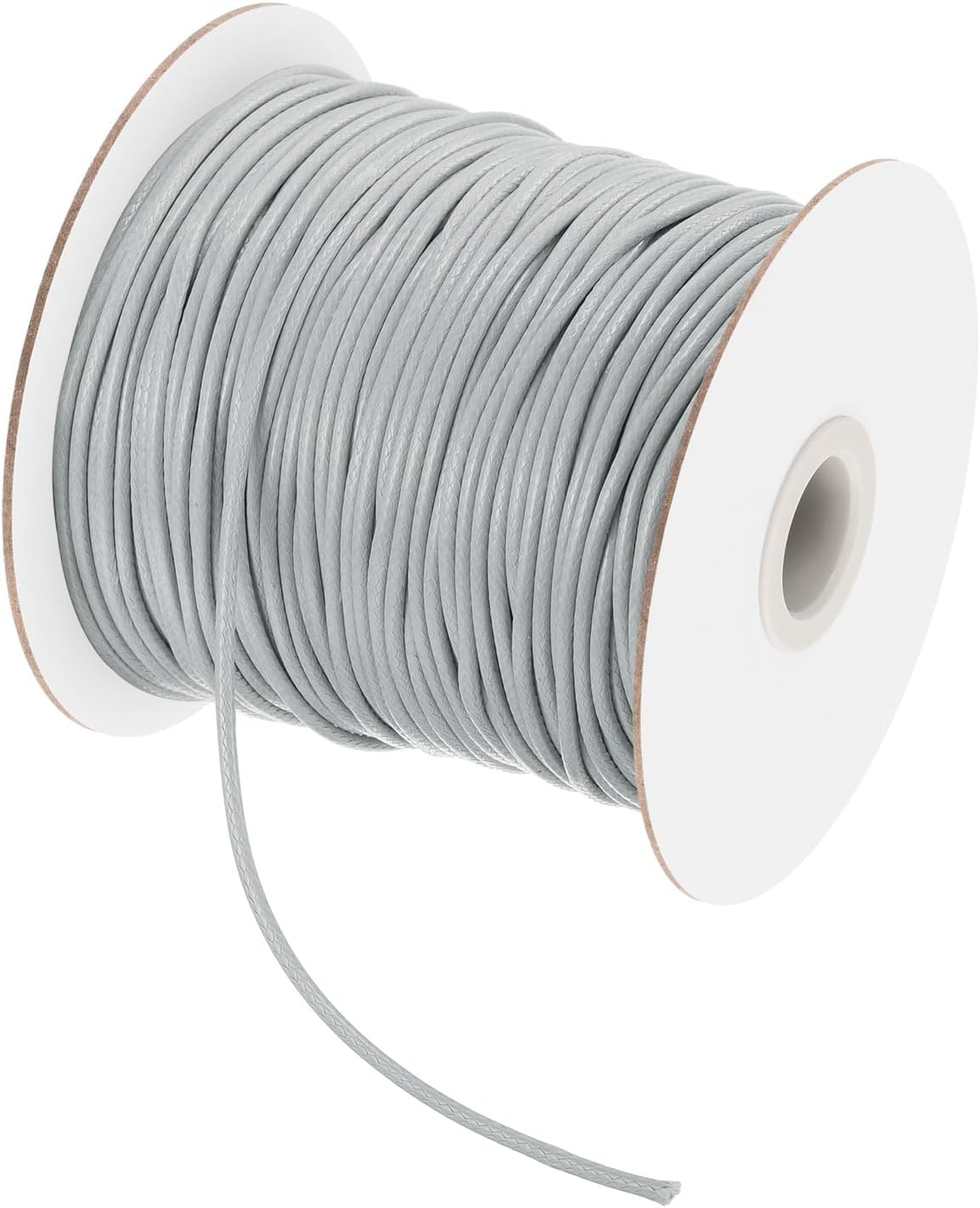 MECCANIXITY Waxed Cord 2mm Waxed Polyester Cord 98 Yard Wax String for Bracelet Making, Necklaces, Beading, Jewelry Making and DIY Crafts(Light Grey)