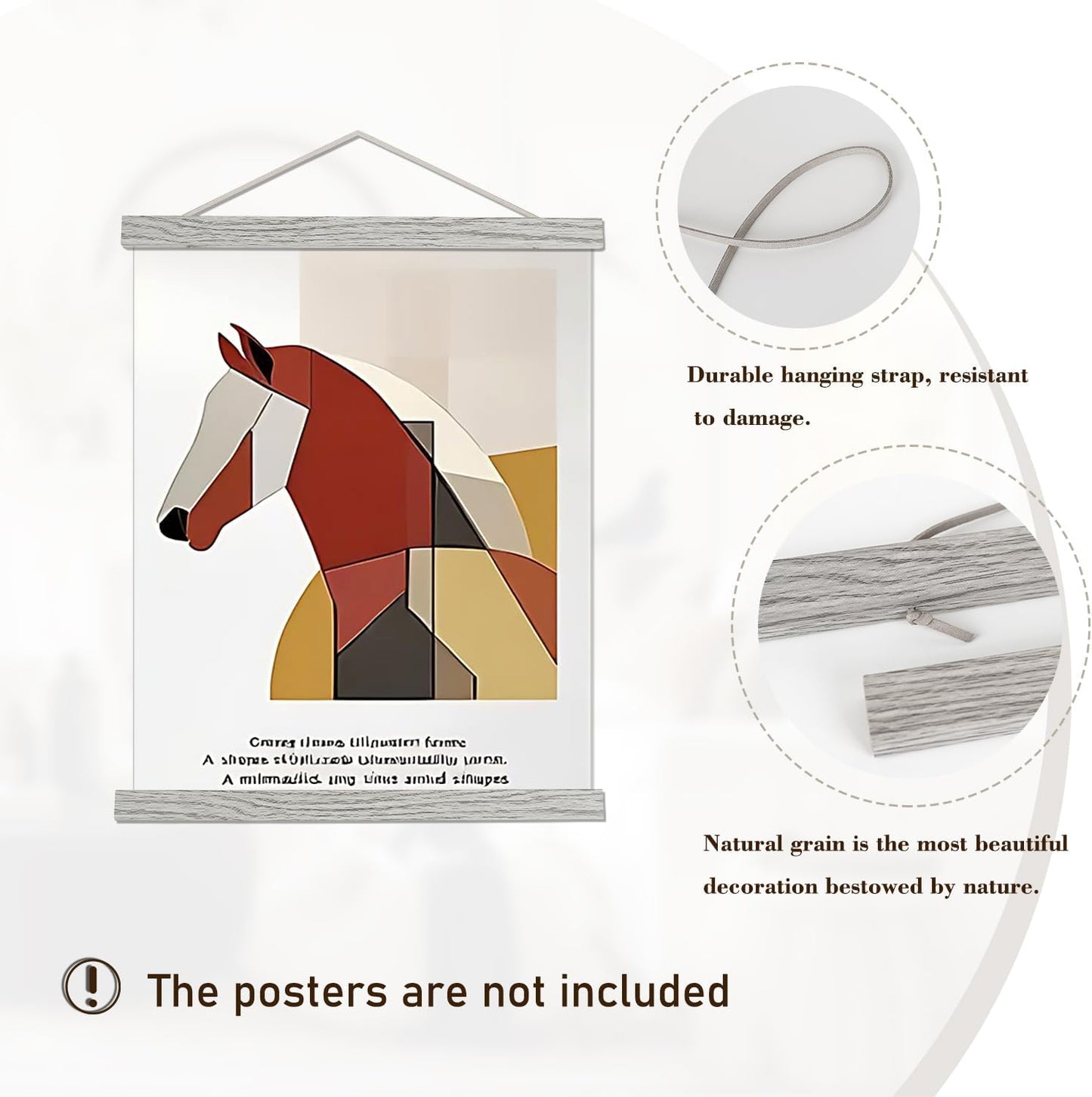 Artmag Magnetic Poster Hanger Frame, 36x24 36x48 36x12 Light Wood Wooden Magnet Canvas Artwork Print Poster Hangers Frames Hanging Kit (Grey, 36")