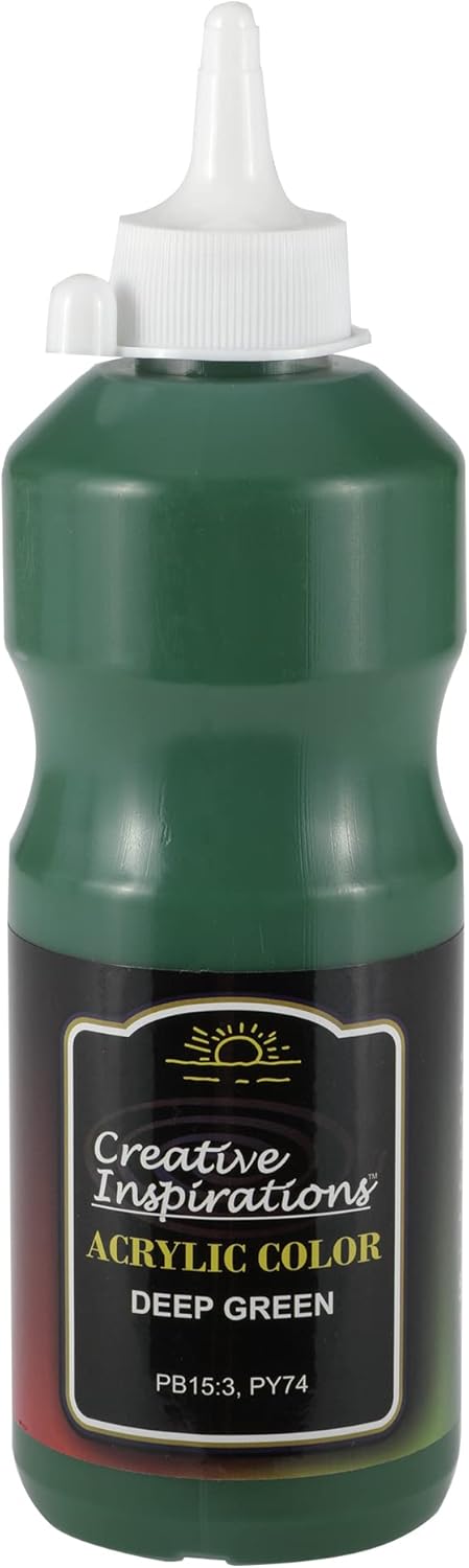 Creative Inspirations Acrylic Paint - Deep Green - 500 mL Bottle - Smooth & Creamy Consistency, Vibrant Pigmentation, Great Coverage for Artists - Clean Up with Soap & Water