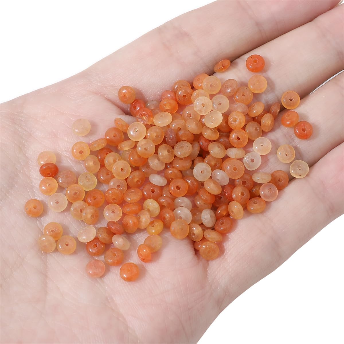 Natural Red Aventurine Disk Stone Beads 4x2mm 160pcs Rondelle Loose Semi Gemstone Beads for Jewelry Making Design