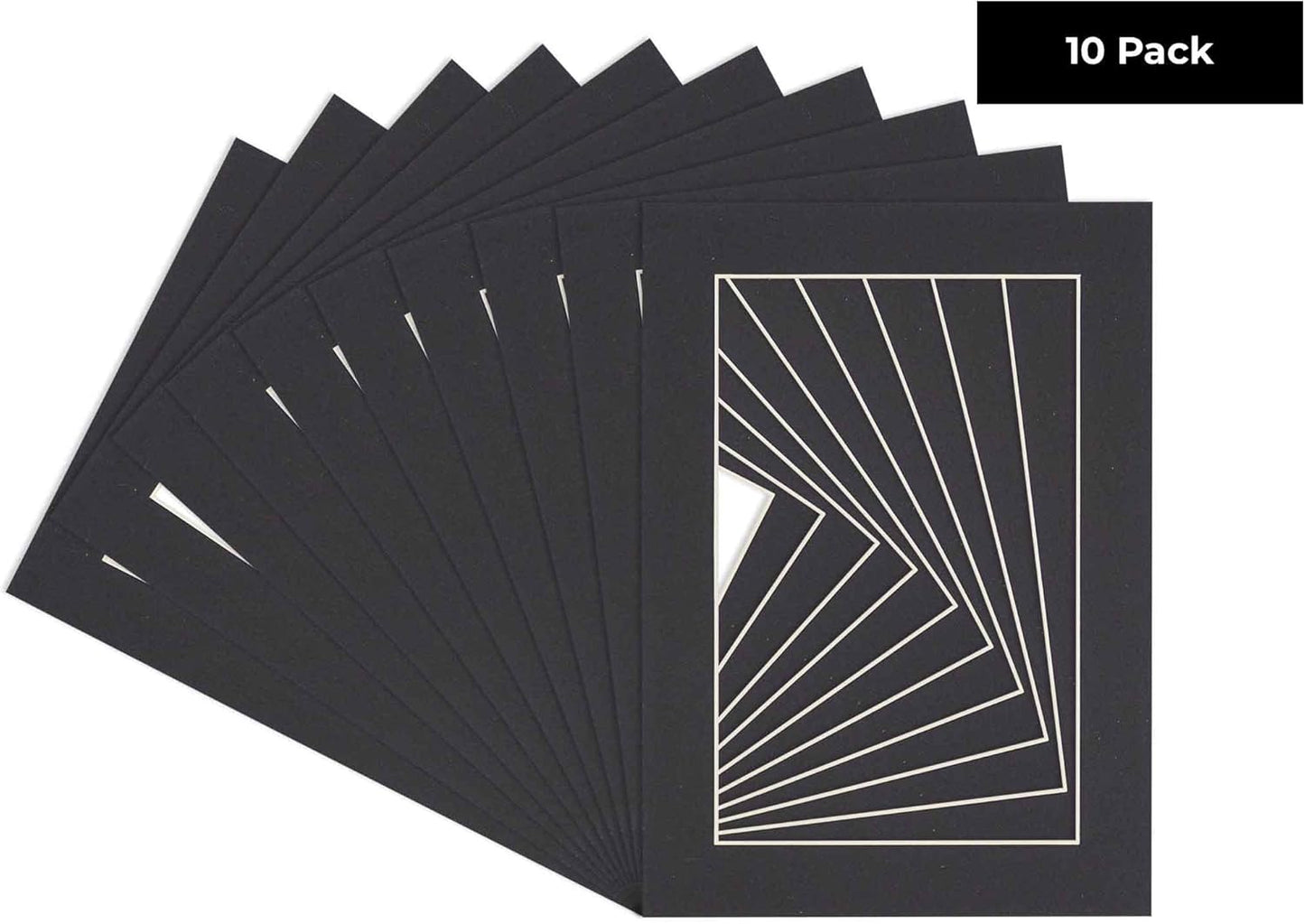 5x7 Mat for 8.5x11 Frame - Precut Mat Board Acid-Free Show Kit with Backing Board, and Clear Bags Black 5x7 Photo Matte Made to Fit a 8.5x11 Picture Frame Matboard for Framing, Pack of 10 Mats