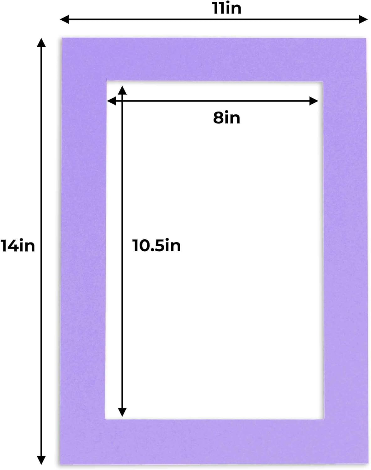11x14 Mat for 8.5x11 Photo - Precut Light Purple Picture Matboard for Frames 11 x 14 Inches - Bevel Cut to Display Art 8.5 x 11 Inches - Acid Free Pack of 25 MATS with Backing Boards & Clear Bags