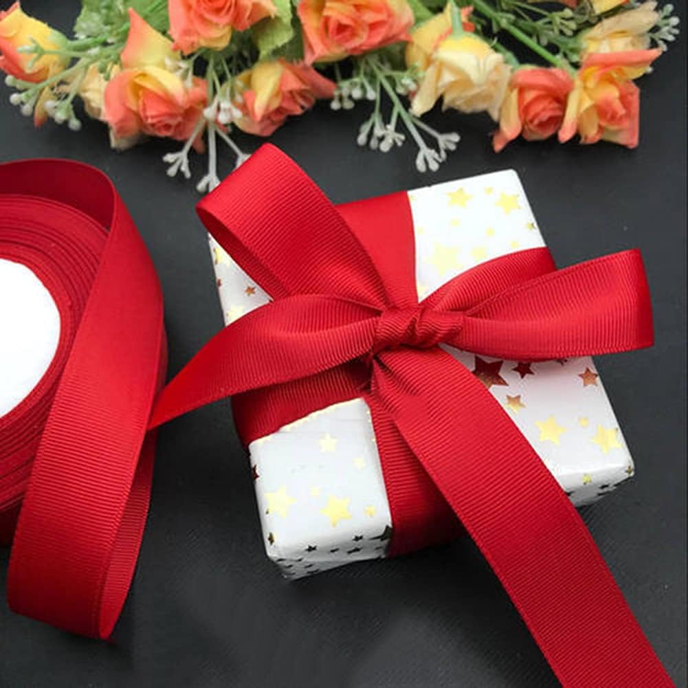 LIUYAXI 1" X 50 Yards Solid Red Grosgrain Ribbon, Perfect for Crafts, Wedding Decor, DIY Hair Accessories, Sewing, Gift Package Wrapping and More
