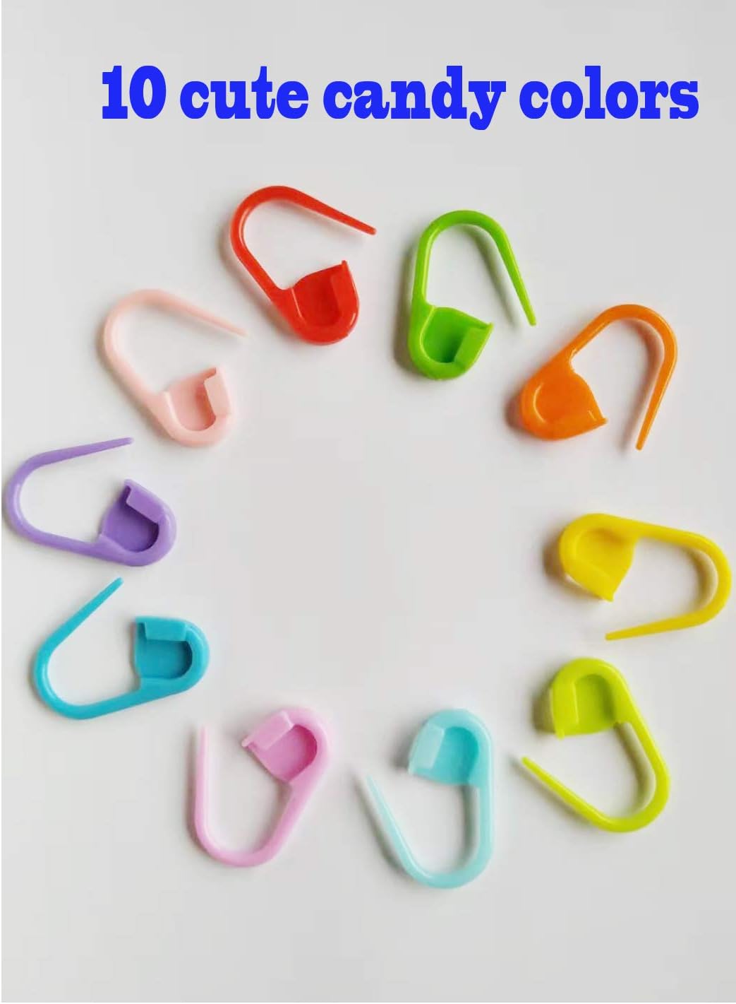 JOSDIOX 60-Piece Crochet Knitting Markers - Locking Stitch Pins, Plastic Safety Pins, Weave Stitch Counter for Clips Yarn (10 Colors)