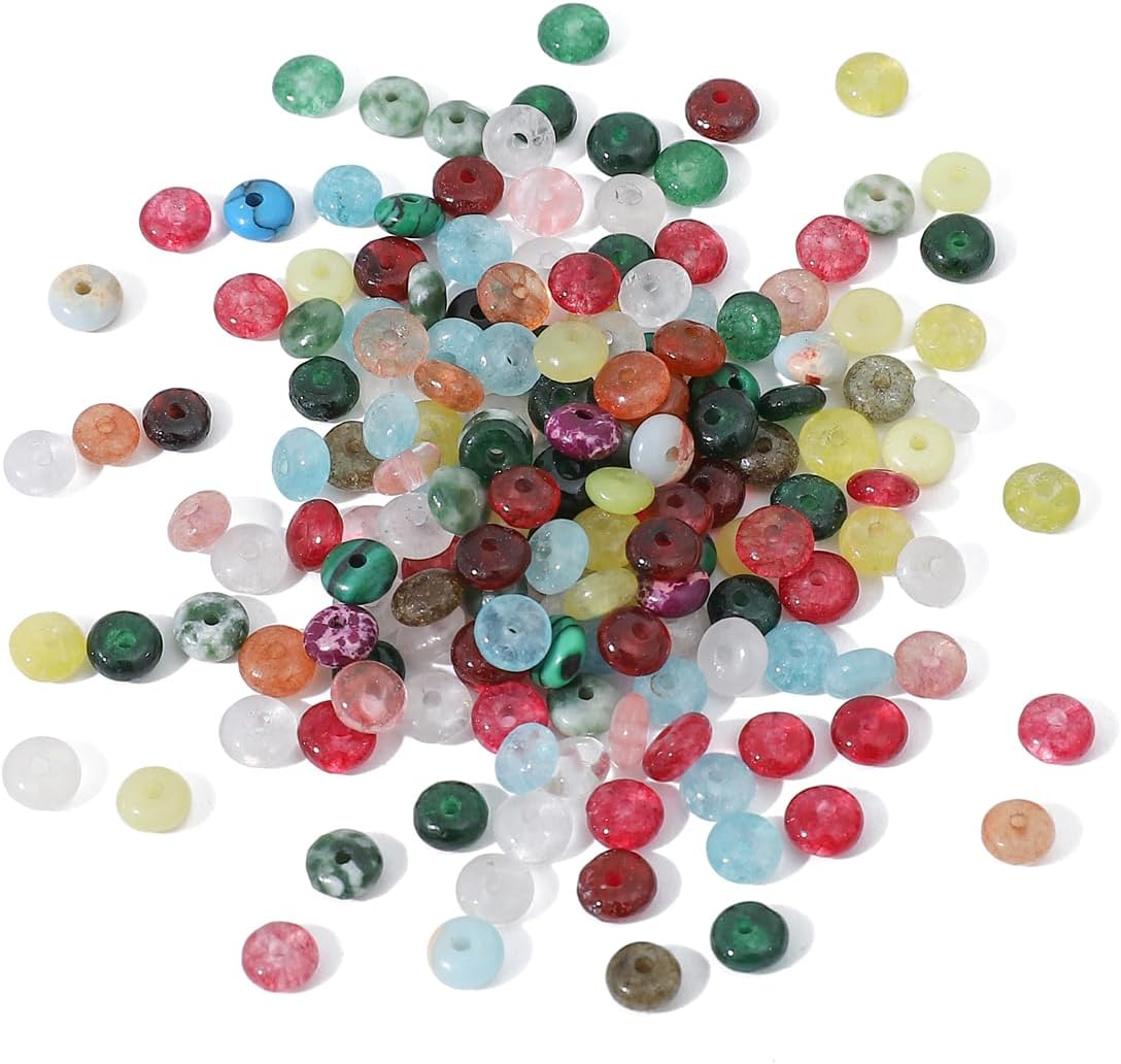 Natural Mix Colored Disk Stone Beads 4x2mm 160pcs Rondelle Loose Semi Gemstone Beads for Jewelry Making Design