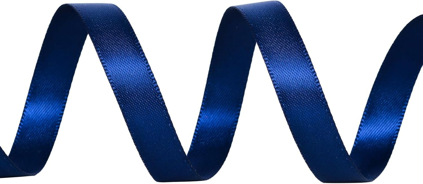 YAMA Navy Blue Double Faced Satin Ribbon, 3/8 Inch 25 Yards, Navy Ribbon for Gift Wrapping Crafts Hair Bows Wedding Party Decoration