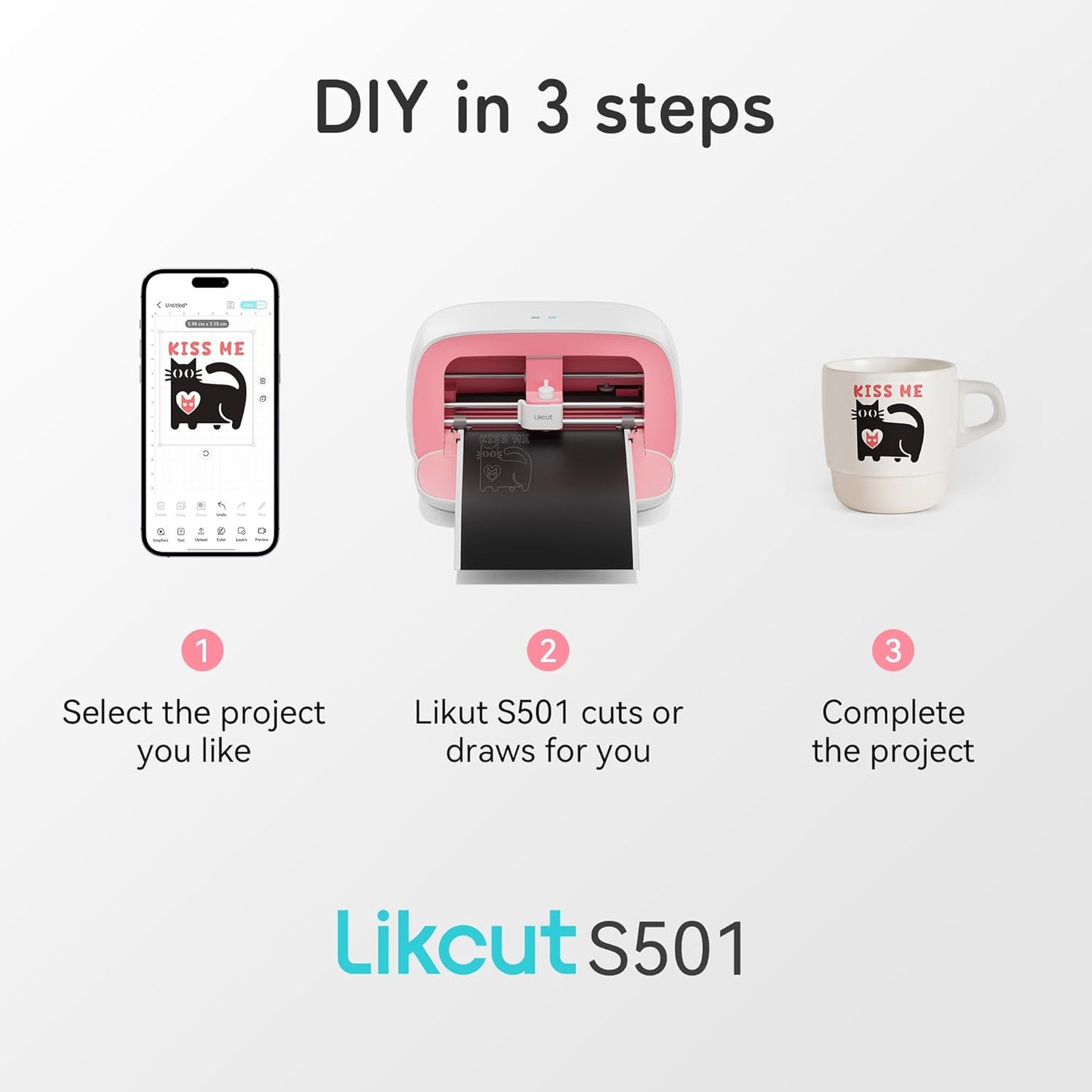 Likcut Vinyl Cutter Machine Creator Bundle with Carrying Case & Accessories, User-Friendly Sticker Maker Set, Portable Vinyl Printer for Sticker Joy Craft & Home Decor, School Project