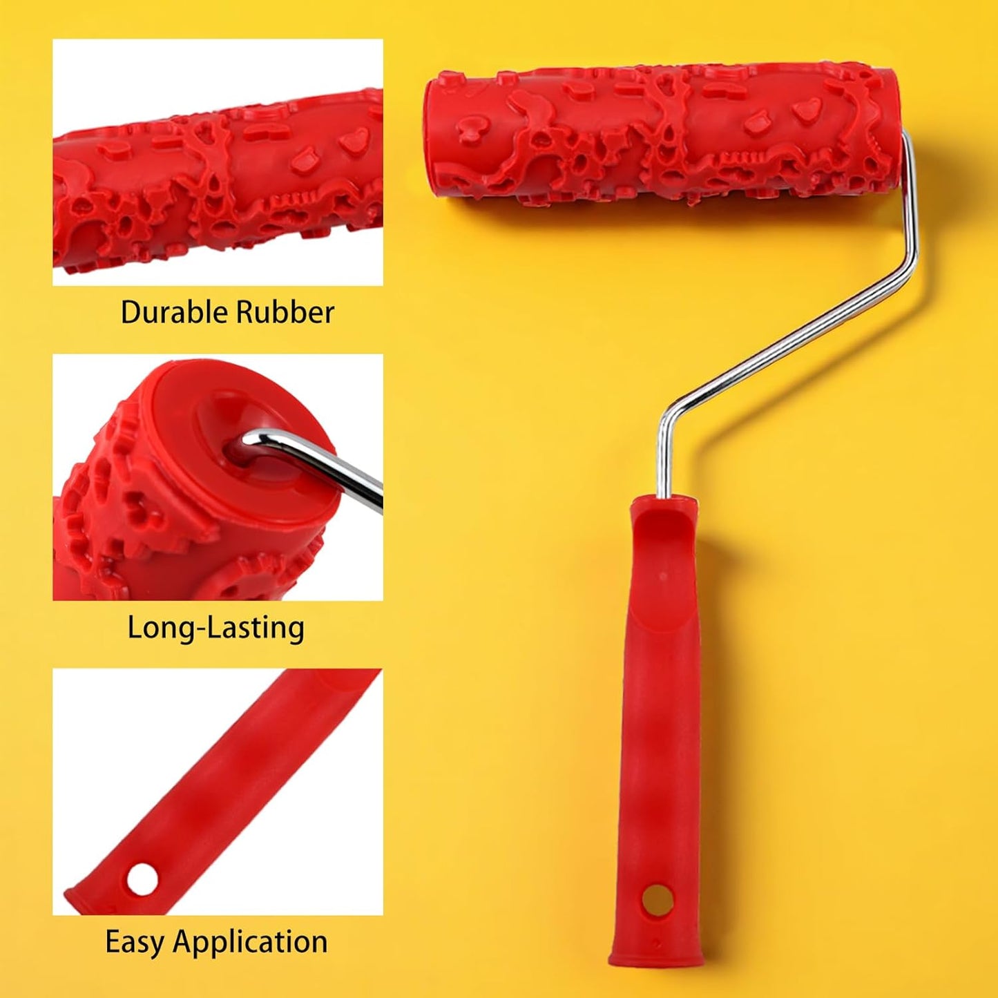 2 Pack 7" Patterned Rubber Texture Roller Tools, Texture Rubber Roller for Wall Decoration Classic Brick Embossing (EG323T)