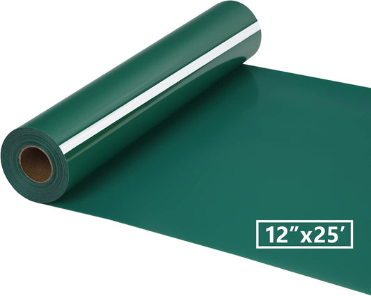 HTV Iron on Vinyl 12Inch by 25ft Roll Heat Transfer Vinyl for T-Shirt HTV Vinyl Rolls for All Cutter Machine - Easy to Cut & Weed for Heat Transfer Design (25ft, Green)
