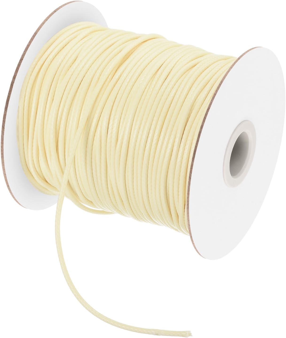 MECCANIXITY Waxed Polyester Cord 2mm 98 Yard Beige for Bracelet Making, Jewelry, DIY Crafts