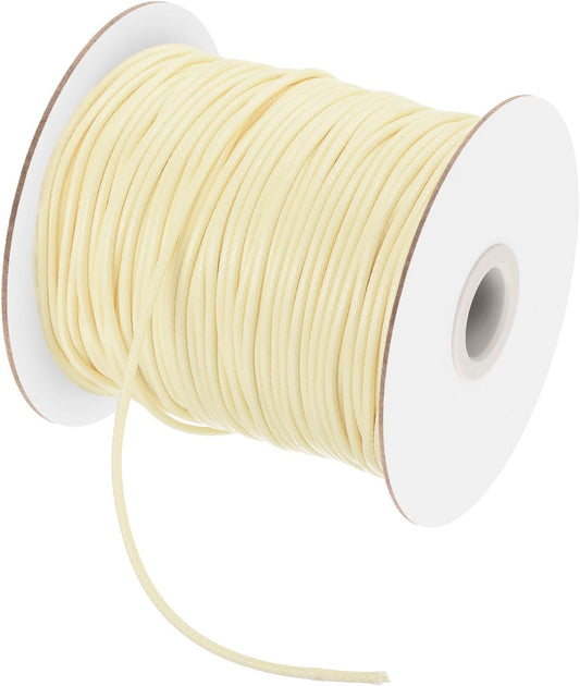 MECCANIXITY Waxed Polyester Cord 2mm 98 Yard Beige for Bracelet Making, Jewelry, DIY Crafts