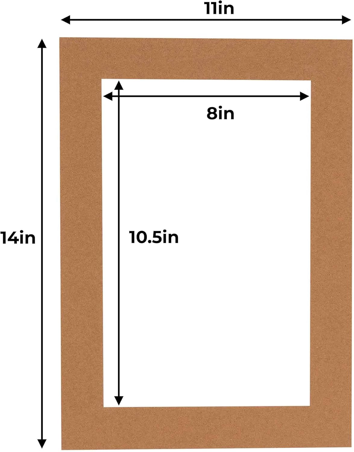 11x14 Mat for 8.5x11 Photo - Precut Aged Oak Brown Picture Matboard for Frames 11 x 14 Inches - Bevel Cut Matte to Display Art 8.5 x 11 Inches - Acid Free ONE MAT with Backing Board & Clear Bag