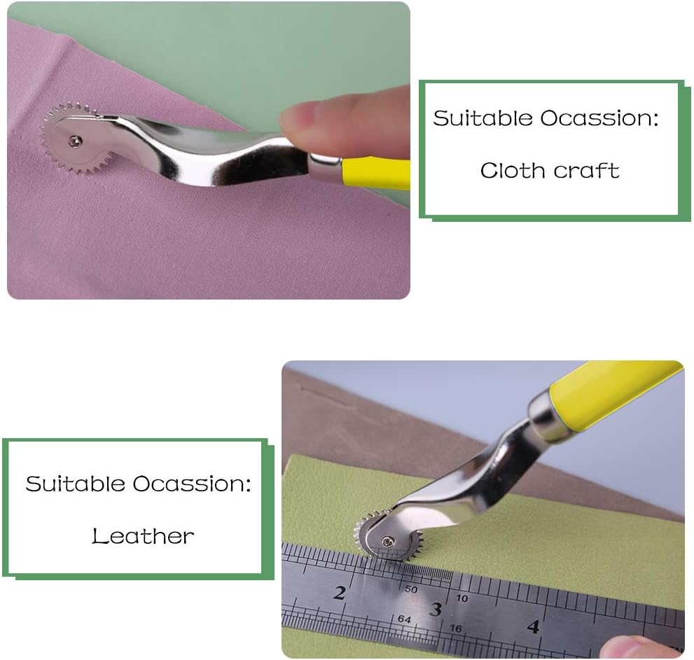 LUNARM 3 Pcs Tracing Wheel Sewing Tool, Needle Point Tracing Wheel, Random Color Tracing Wheel Sewing Tool, Stitching Wheel Tool for Leathercraft, Professional Stitch Marking Spacer