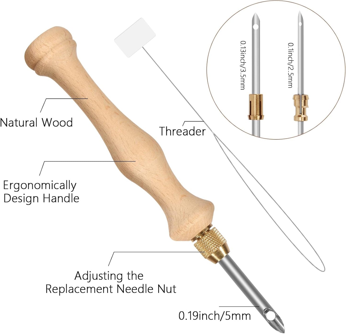 Pllieay 23 Pieces Punch Needle Kit, 2 Type Punch Needle Tool for Adults Beginner, Rug Tufting Kit, Adjustable Needle Punch Tool, Wooden & Plastic Handle Embroidery Pen for Embroidery Floss Cross Stit