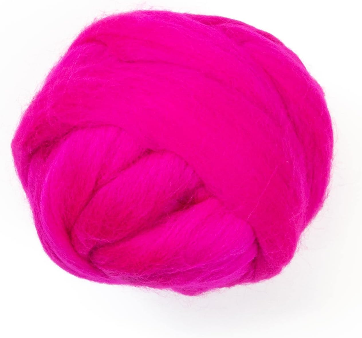 Colored Natural Wool roving, 8 OZ. Best Wool for Needle Felting, Wet Felting, handcrafts and Spinning. (Magenta)