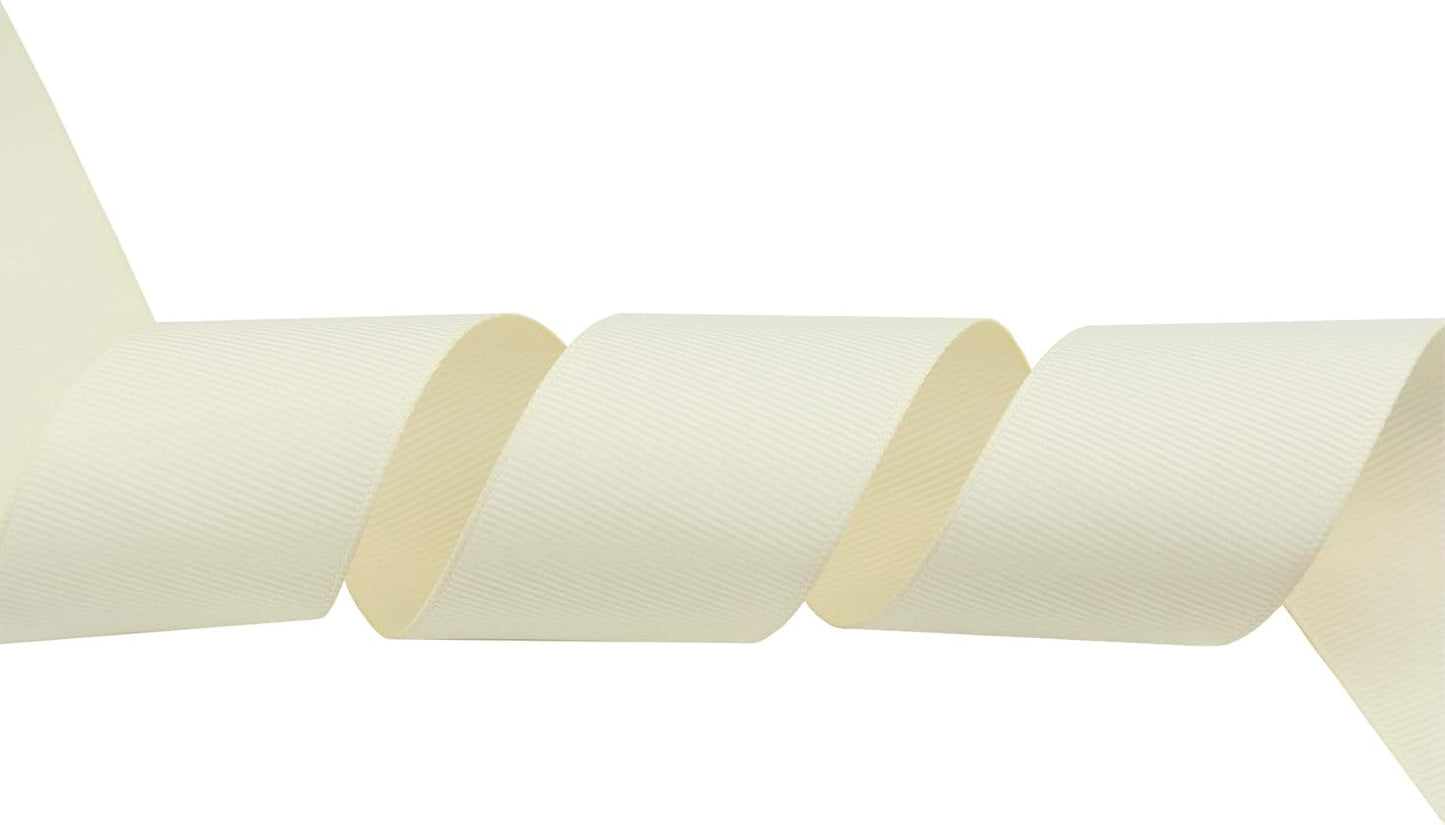 ITIsparkle 11/2" Inch Grosgrain Ribbon 25 Yards-Roll Set for Gift Wrapping Cake Decoration Party Favor Hair Braids Hair Bow Baby Shower Decoration Floral Arrangement Craft Supplies, Ivory Ribbon