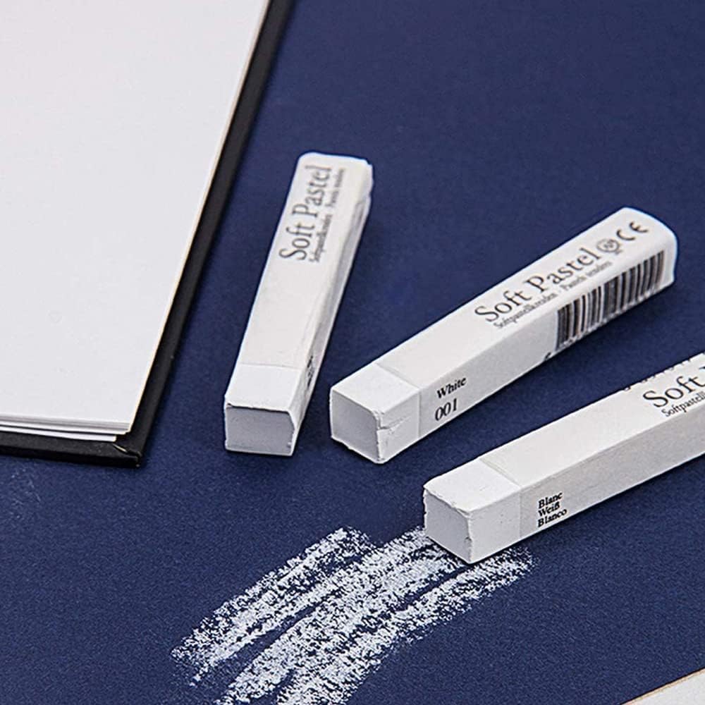 6pcs Square White Soft Pastel Set, Professional Artist's Sketching Chalk Pastels Sticks Oil Painting Kit Art Crayons Non Toxic Individual Color Drawing Soft Pastels for Artist,Beginner