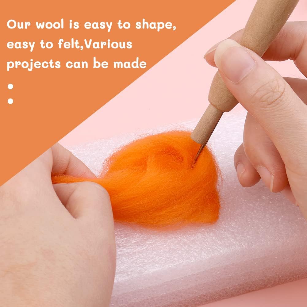 Wool Roving Bulk - 8.82oz Super Wool Chunky Yarn, Wool Roving Top for Needle Felting, Soft Felting Wool Supplies for Hand Spinning, Blending, Weaving and DIY Craft (Dark Orange)