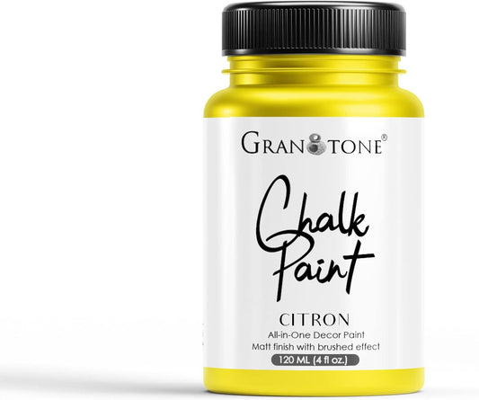 GRANOTONE Chalk Paint for Furniture, Home Decor, Crafts | Eco-Friendly | All In One Paint | No Wax Needed | Versatile DIY Solution | 120 ML (CITRON)