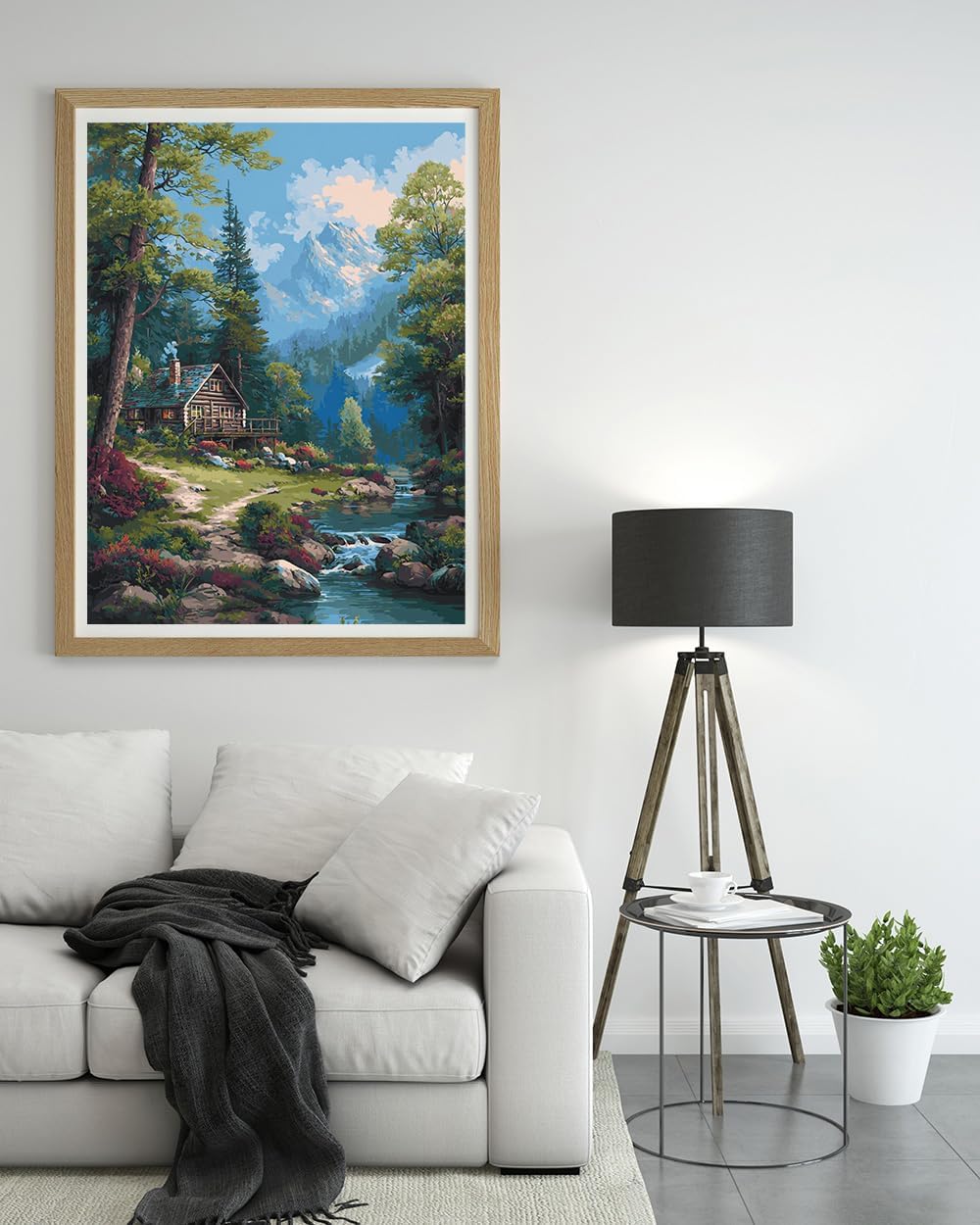 14CT Counted Cross Stitch Kits for Adults Advanced Mountains Lake Printed Stamped Cross Stitch Kits for Adults (Mountain Lake 5)